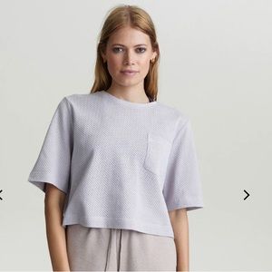 VARLEY Bexley Lilac Cropped Pocket Tee Athleisure Mesh Size Small 100% Cotton